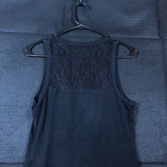 Express Womens Blouse Black Lace Yoke Front Sleeveless Stretch Small - Picture 9 of 10